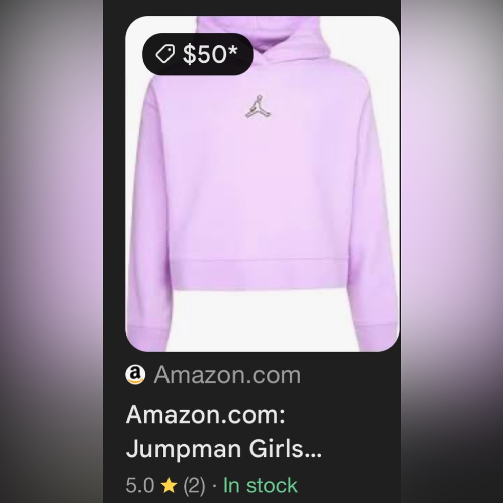 Jordan Girls' Jumpman Hoodie, lilac, size Large in girls.